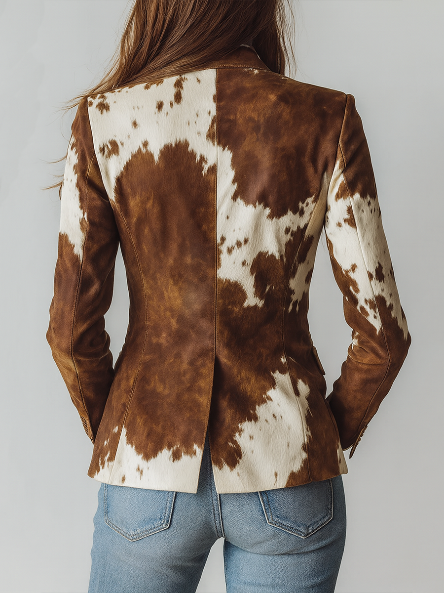 Ágata | Blazer Vintage Estampado Vaca Ecológico