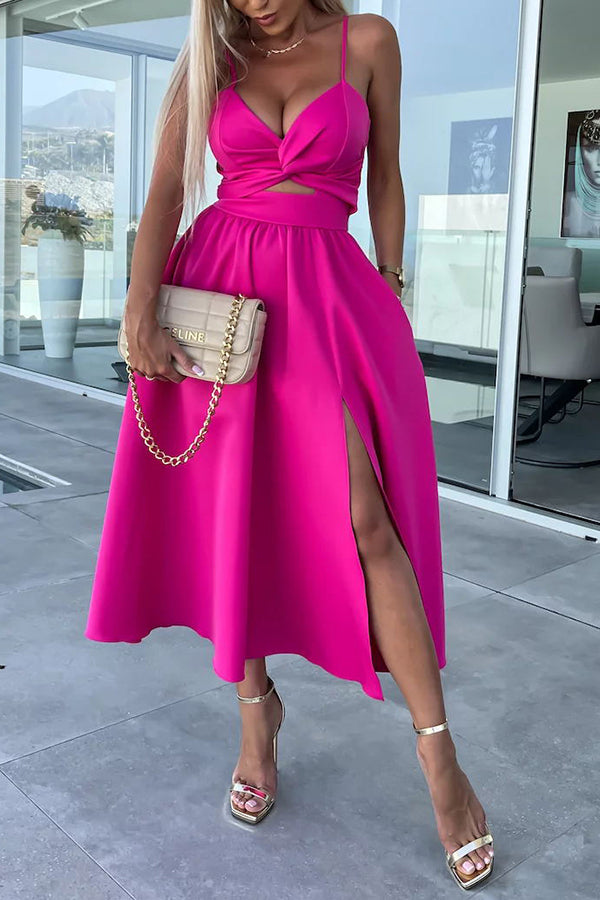 Vestido midi Florida Keys Cutie con bolsillos, aberturas y abertura en la falda