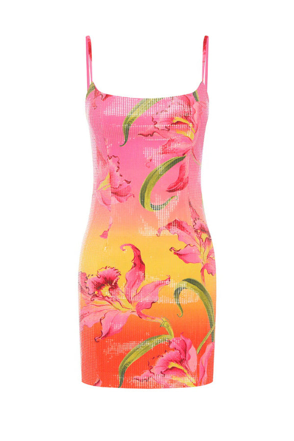 Minivestido ajustado de tirantes con lentejuelas estampadas