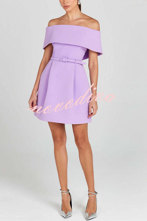 Minivestido Elegant Evening bandeau con solapa, cinturón extraíble y bolsillos