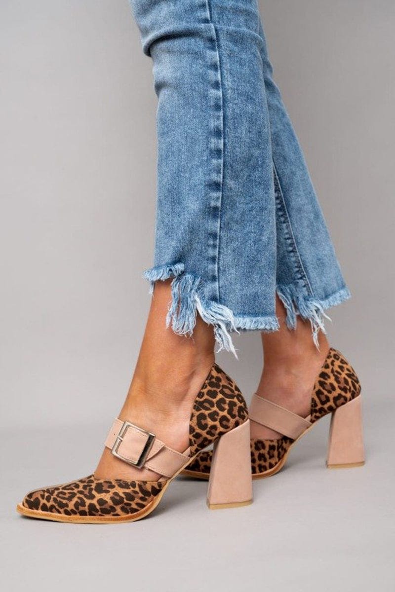 Barbara | Tacón Ancho Estampado de Leopardo Atrevido