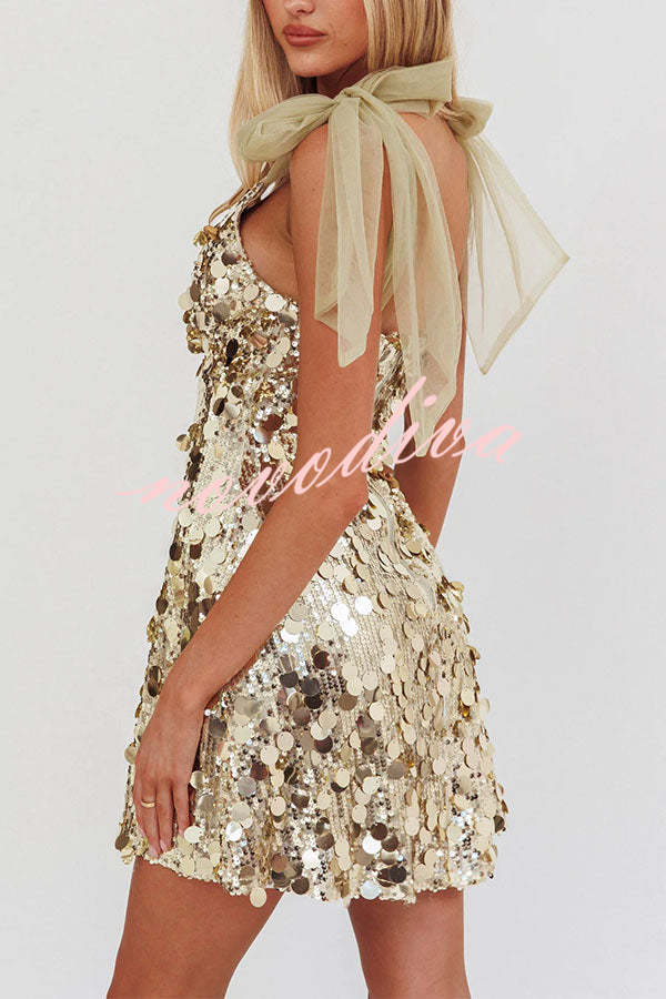 Minivestido de lentejuelas Celeste Glamour