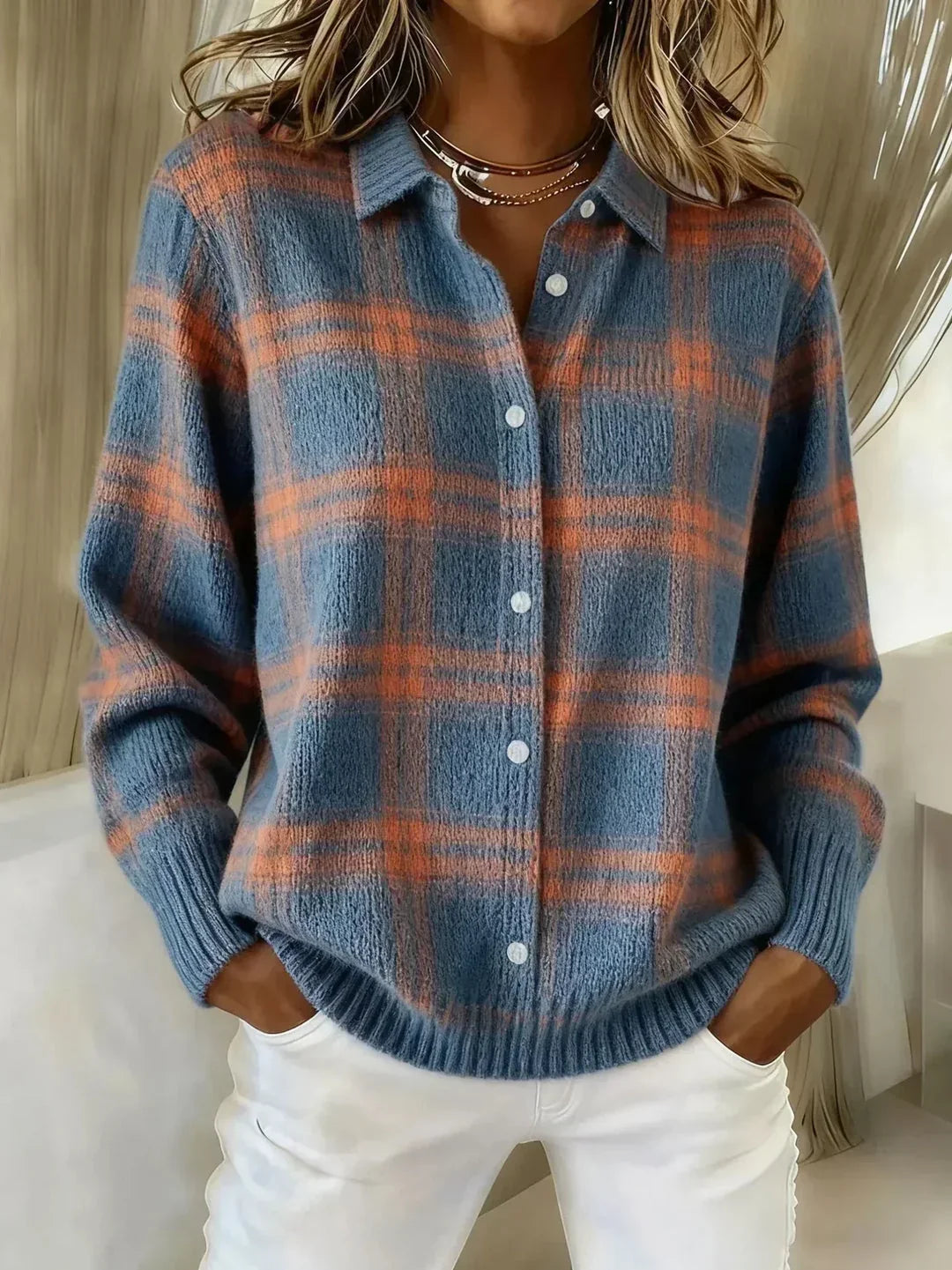 ZAFIRA™ Camisa de Cuadros Relajada con Botones