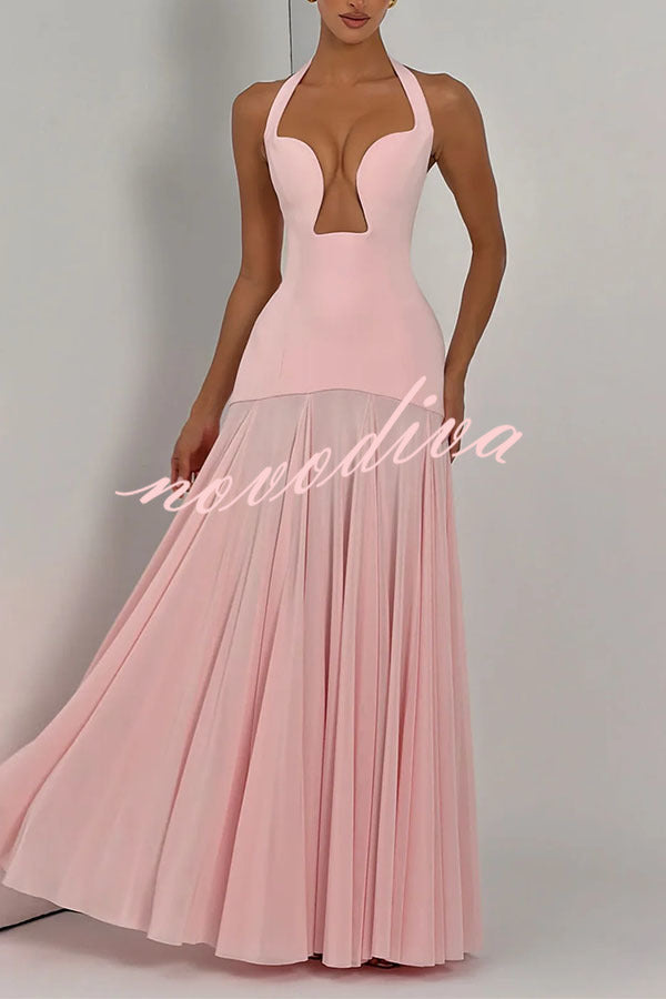 Vestido largo Seraphina con escote de pico profundo