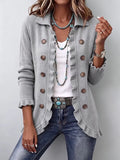 Teodora | Chaqueta de Canalé Gris Jaspeado con Volantes