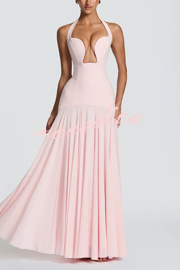 Vestido largo Seraphina con escote de pico profundo
