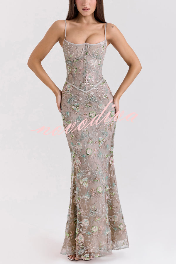 Vestido largo elegante y ajustado con cuello halter, sin mangas, espalda descubierta y lazada