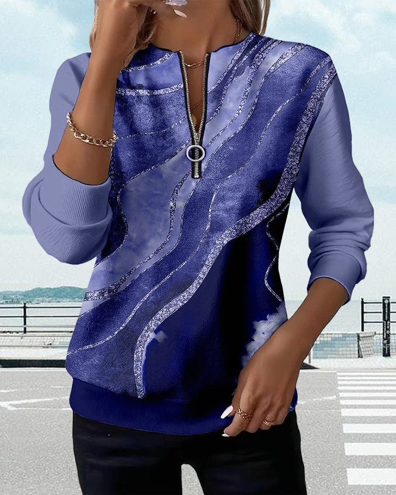Sudadera vintage Liora con media cremallera