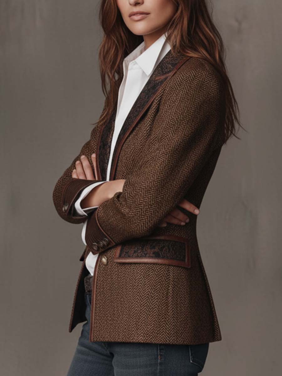 Gisela | Blazer Con Canesú Estampado De Espiga