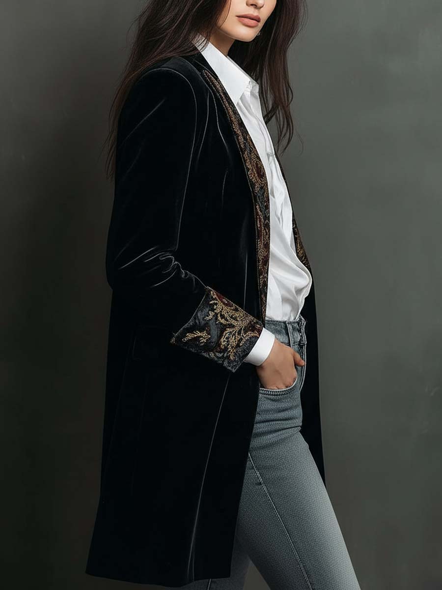 Leonor | Blazer Ajustado Estampado Barroco Negro