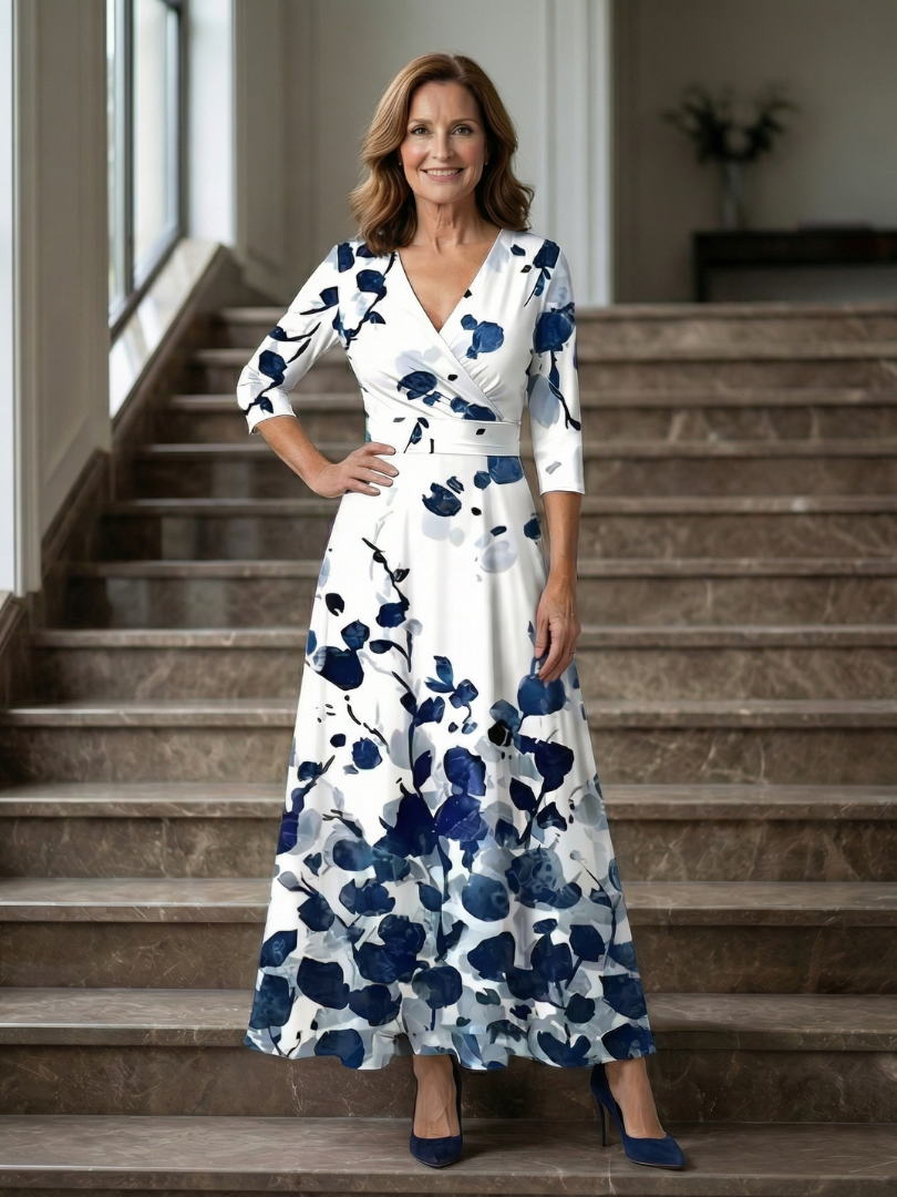 Morwenna | Vestido largo cruzado floral