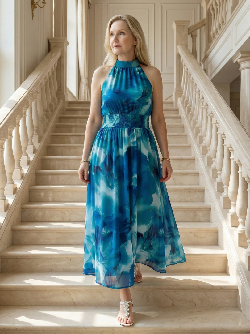 Sylin | Vestido Midi Halter Fruncido
