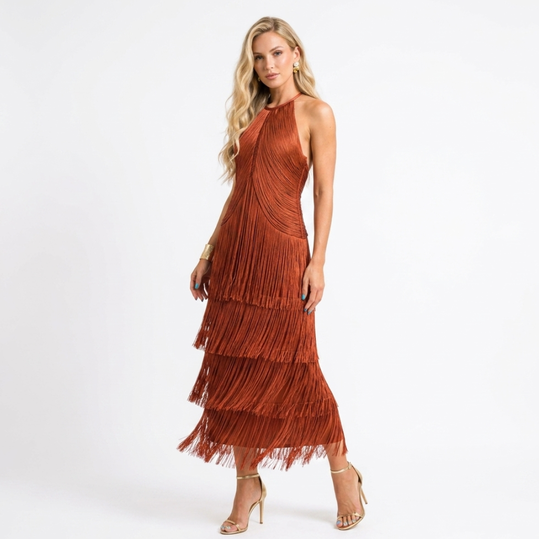 Saffron | Vestido midi de manga larga