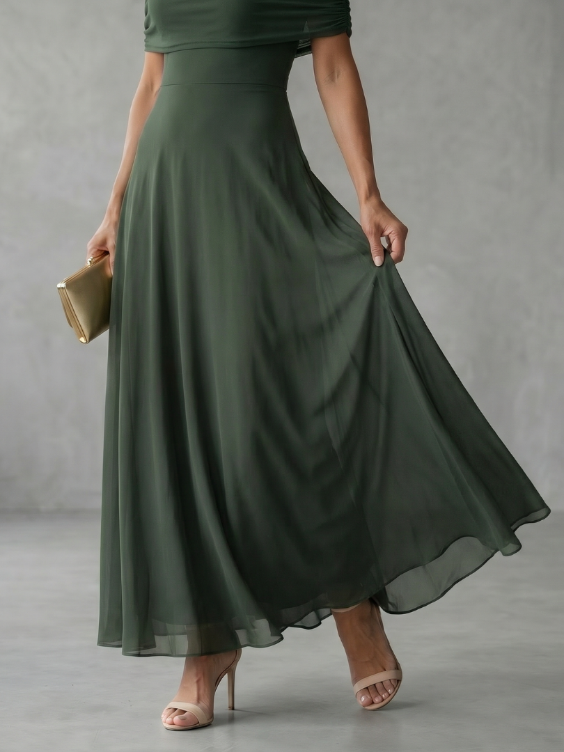 Brenna | Vestido de Noche Drapeado con Hombros Descubiertos