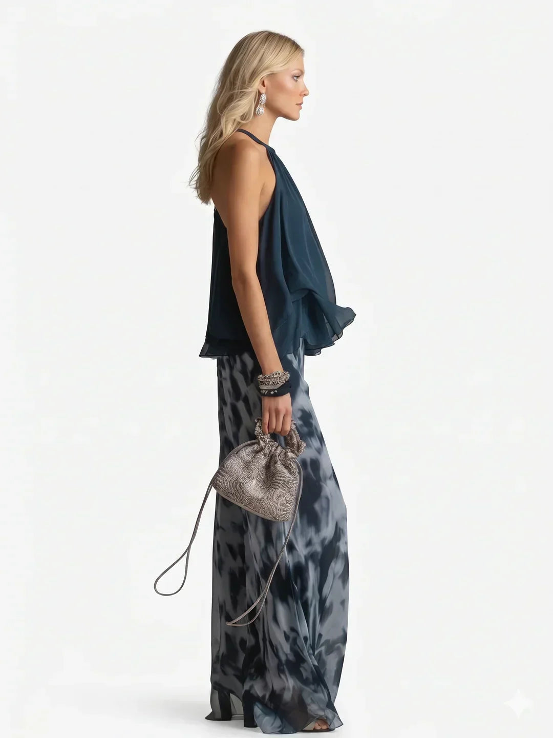 Elegante Conjunto de Dos Piezas de Chifón