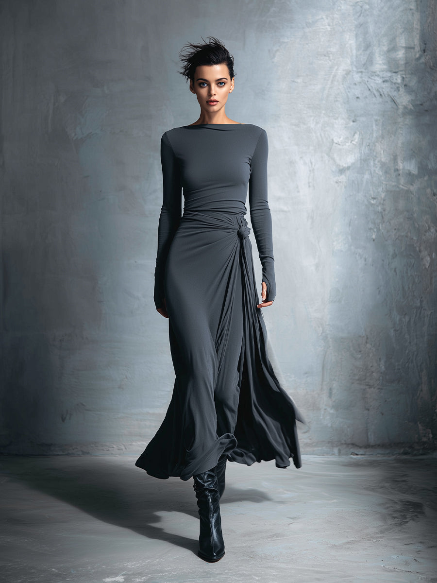 Naiara | Vestido Maxi con Nudo de Seda