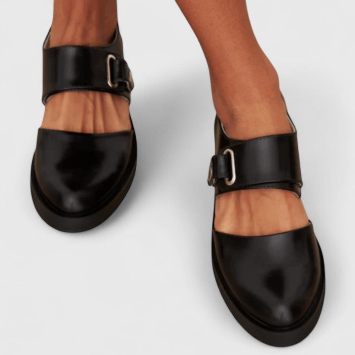 Zapatos Mary Jane ortopédicos de piel auténtica con detalles dorados
