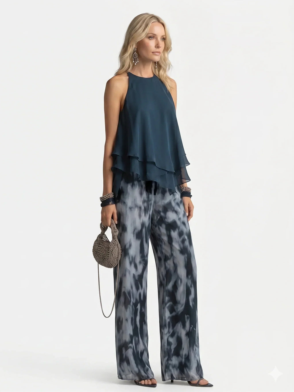 Elegante Conjunto de Dos Piezas de Chifón