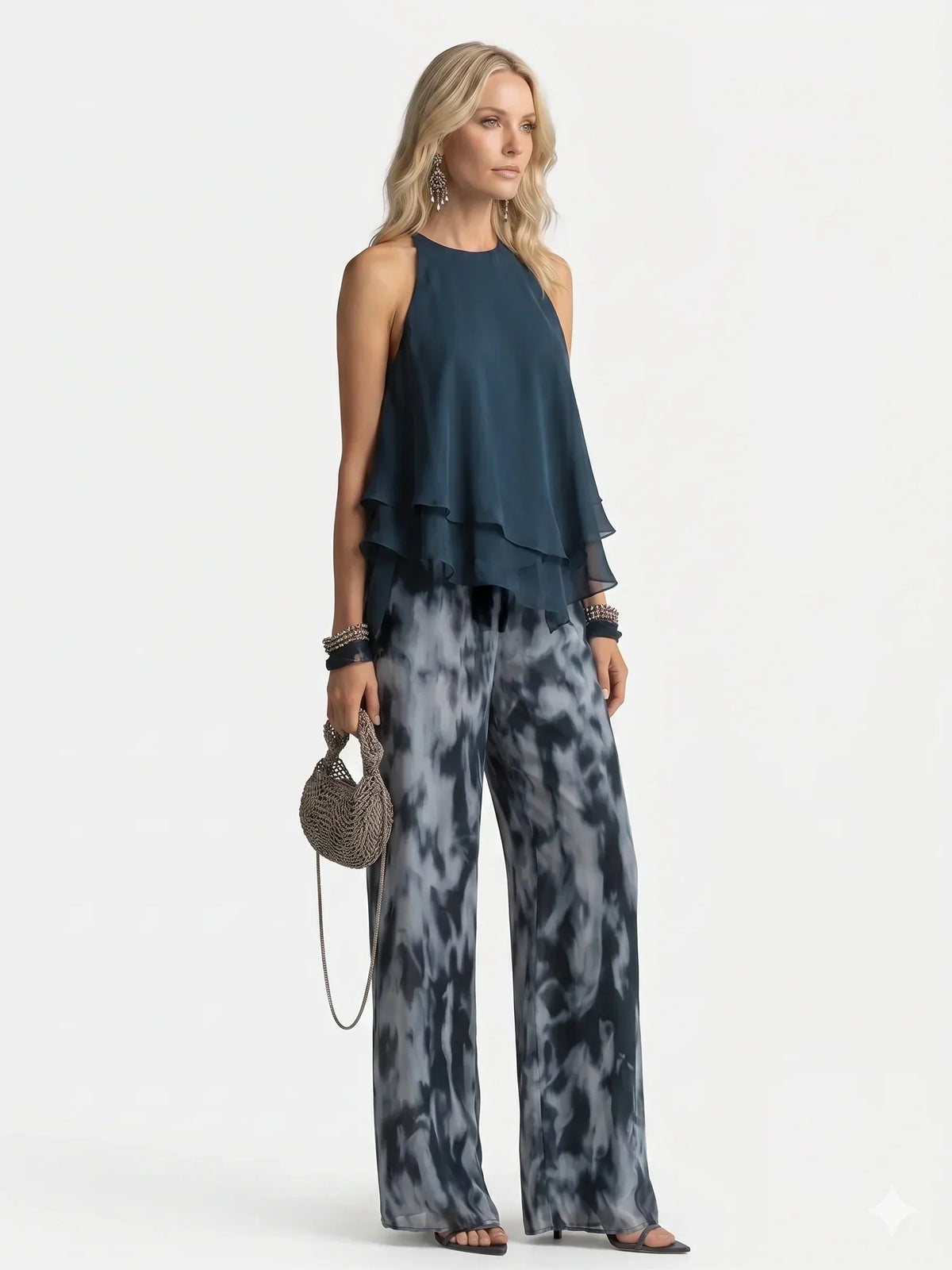 Elegante Conjunto de Dos Piezas de Chifón
