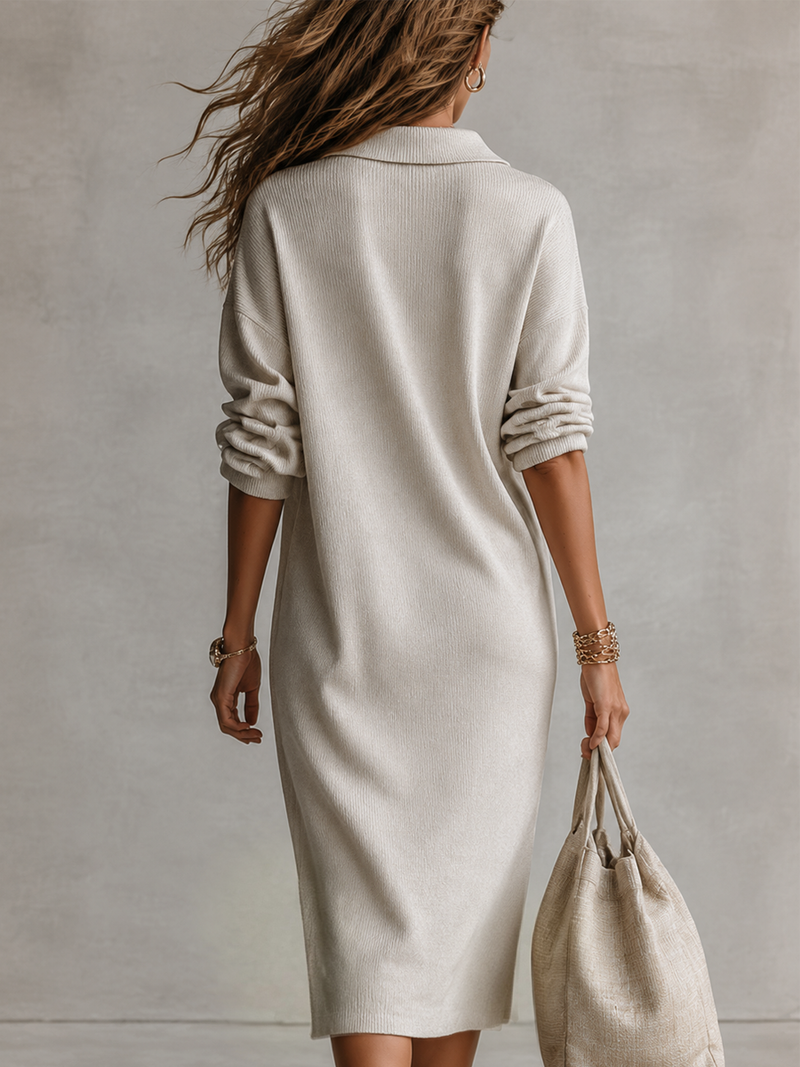 ALVA | VESTIDO MIDI DE MANGA LARGA CON CUELLO SUAVE