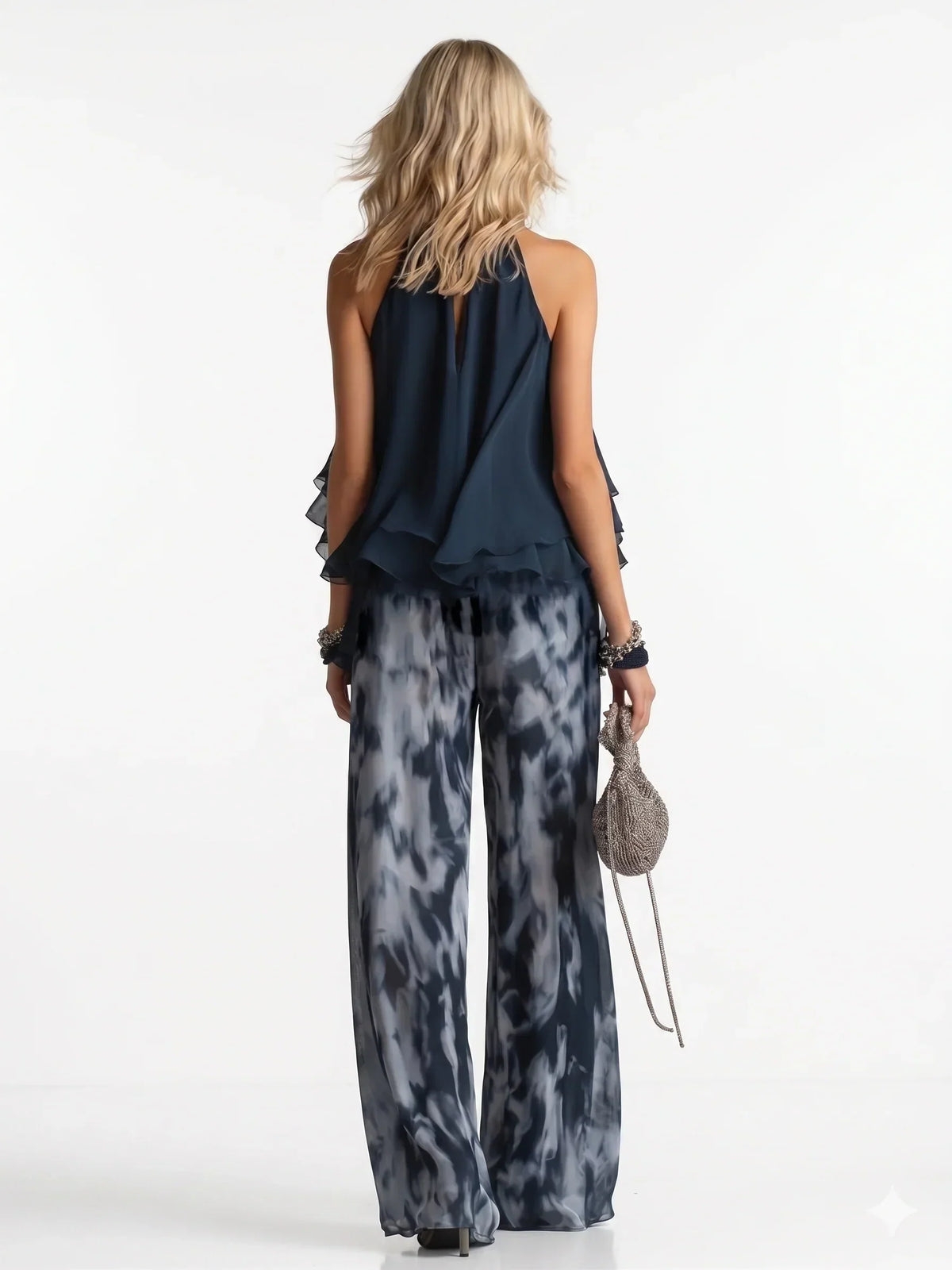 Elegante Conjunto de Dos Piezas de Chifón