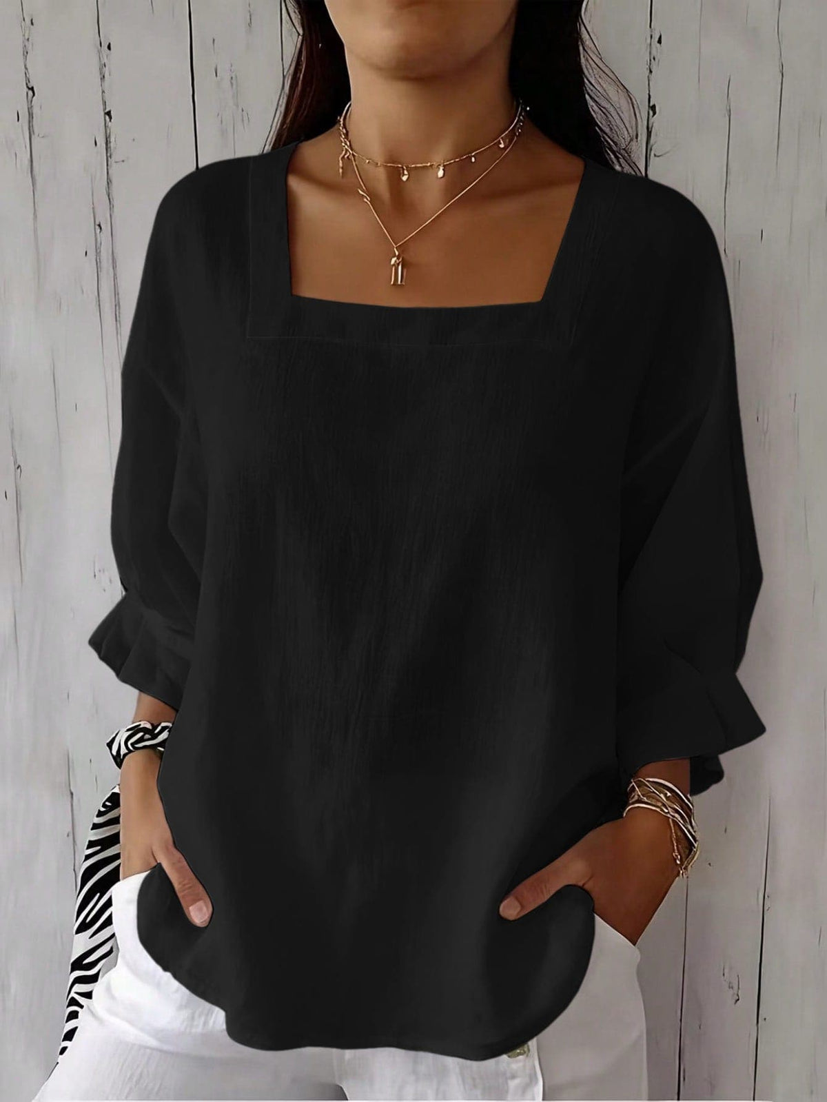 Sabrina - Blusa relajada con escote cuadrado