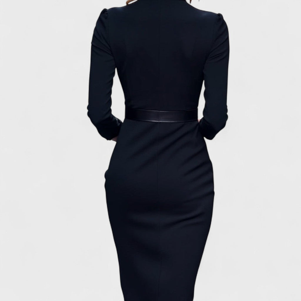 Mandarin | Elegante vestido con cinturón y cuello mao