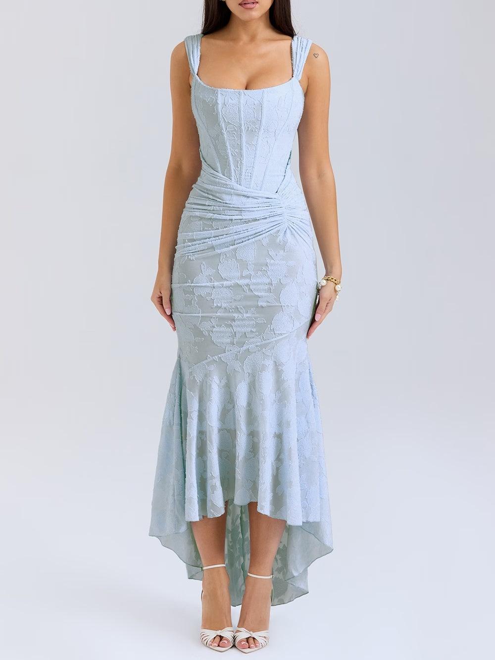 Selina | Vestido midi de encaje con cola de sirena