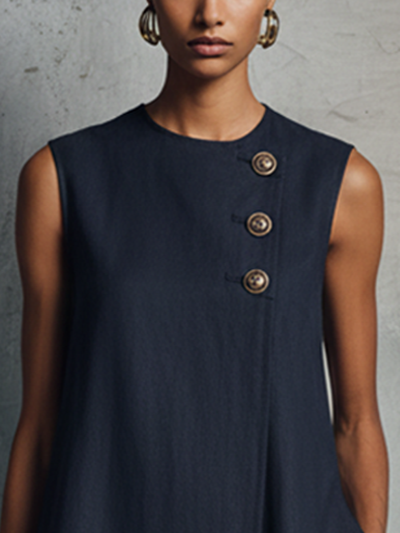 AUBREY | VESTIDO CORTO CON BOTONES ASIMÉTRICOS