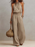 VALERIA | Mono de cuello halter y pierna ancha