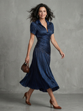 Bernadette | Vestido Midi de Rayas con Cintura Plisada