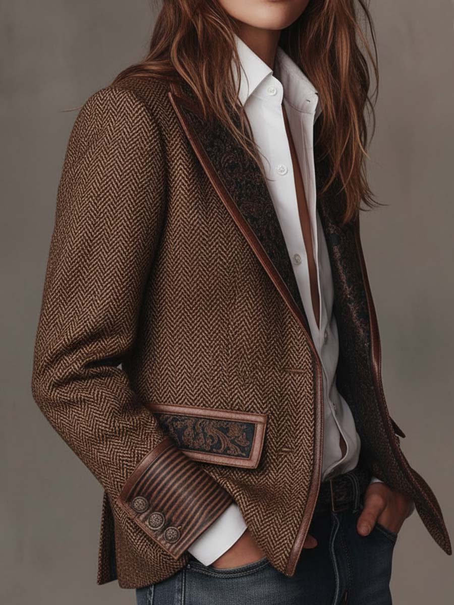 Gisela | Blazer Con Canesú Estampado De Espiga