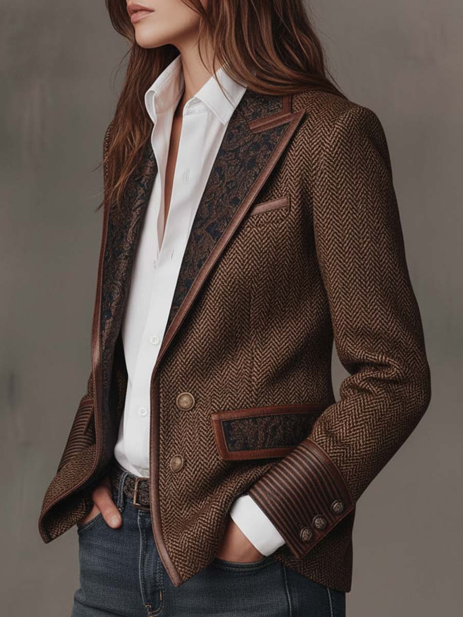 Gisela | Blazer Con Canesú Estampado De Espiga