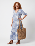 Ottoline | Vestido Midi Estampado con Cuello de Lazo de Borlas