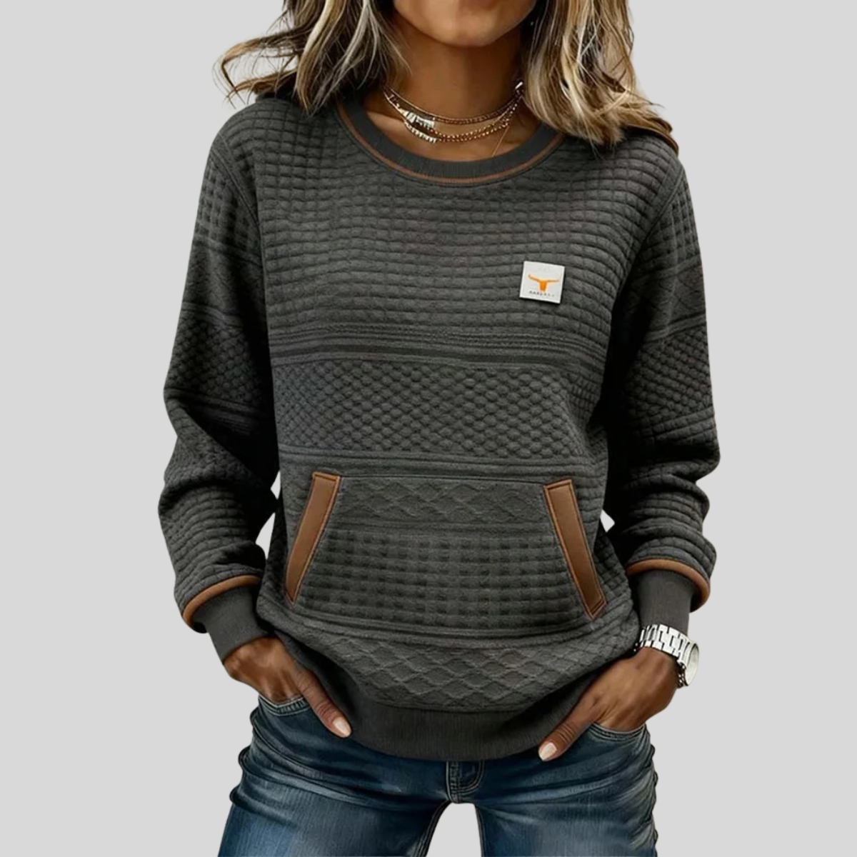 Noelle™ | Sudadera de Cuello Redondo en Bloques de Color