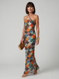 Nerissa | Vestido Maxi Entallado con Estampado de Escamas