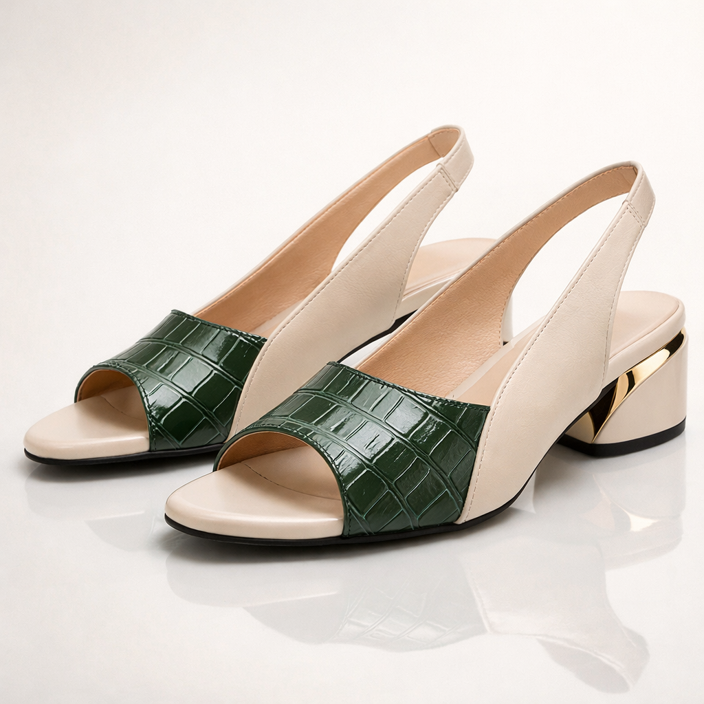 Harper Lane: sandalias slingback efecto cocodrilo