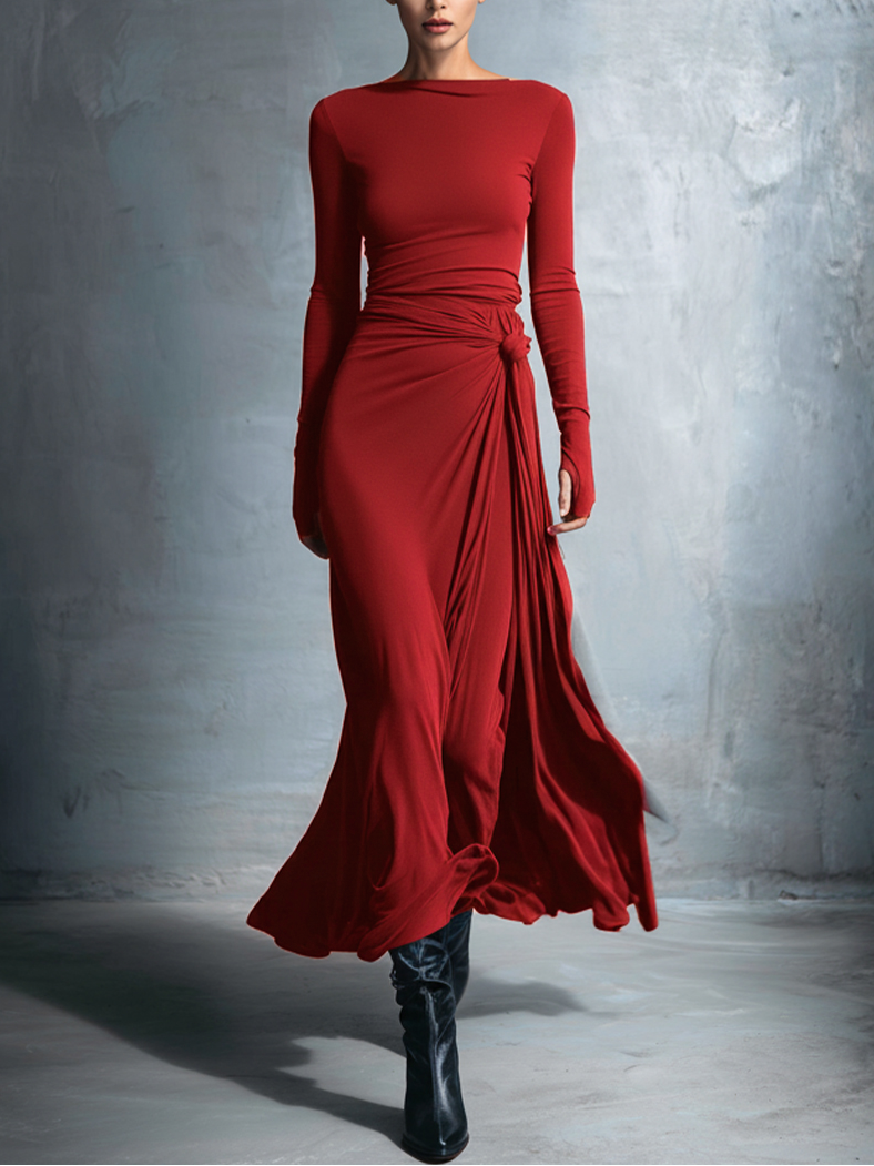 Naiara | Vestido Maxi con Nudo de Seda