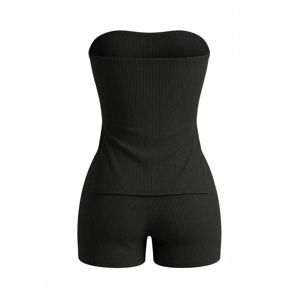 NOXIE™ – Conjunto de dos piezas de top tubo canalé con abertura lateral y short