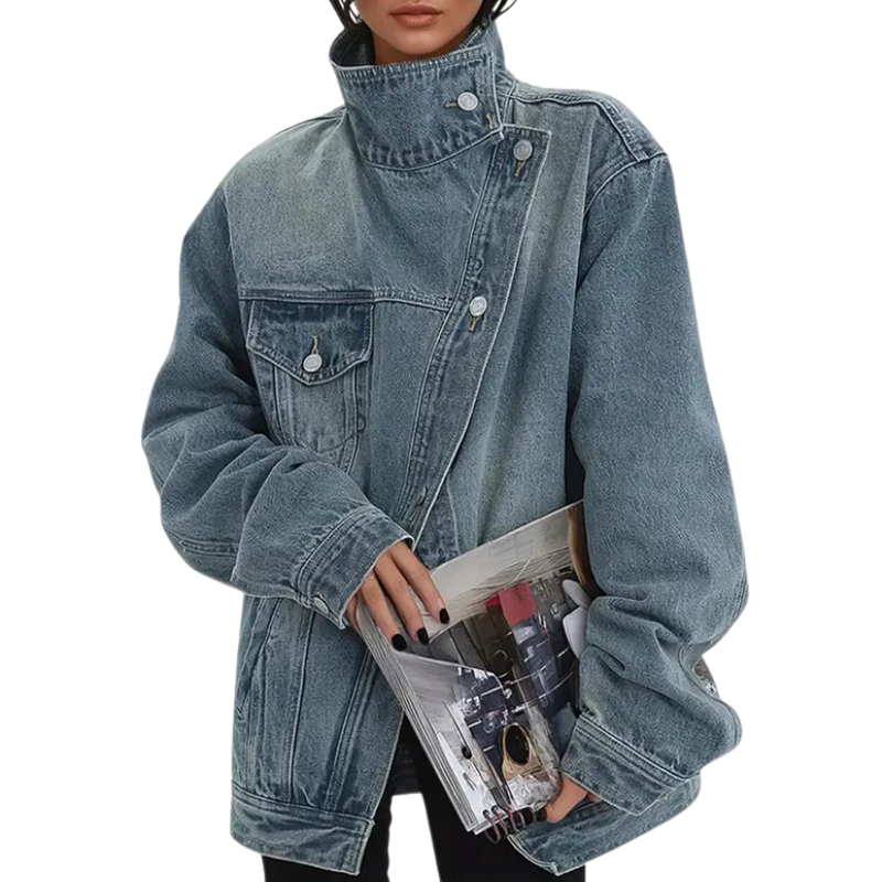Camille – Chaqueta Asimétrica de Botones Street Style