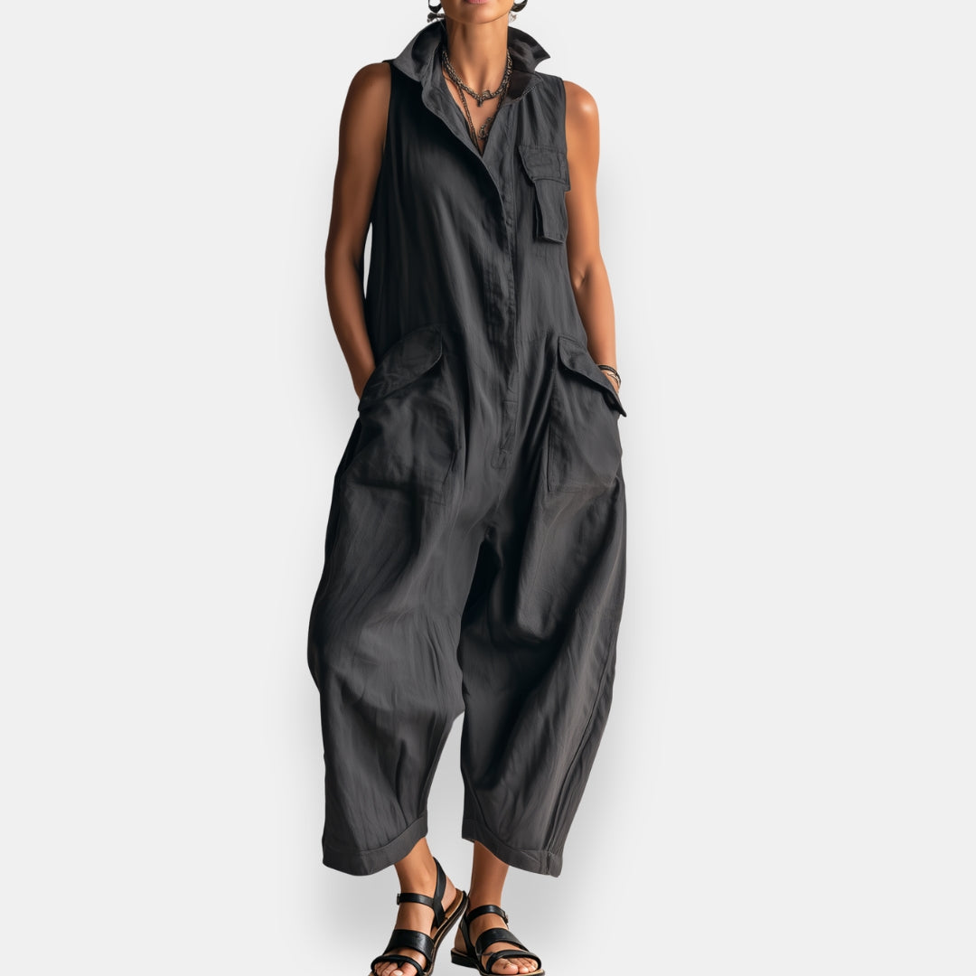 RYKER | Mono cargo sin mangas con cuello y bolsillos de solapa