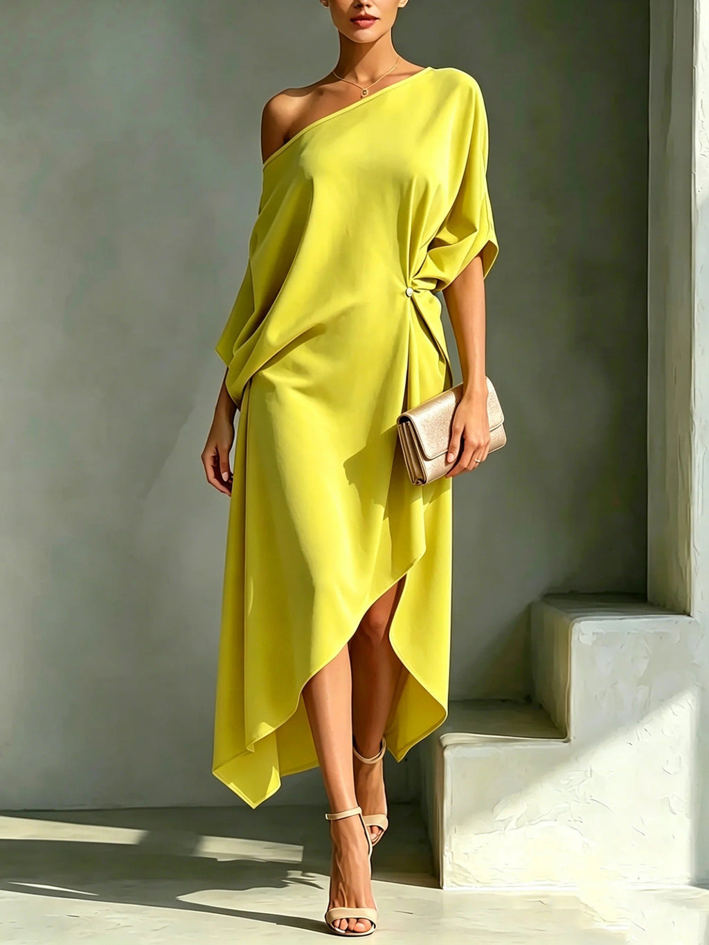 Wren | Vestido midi con escote cuadrado