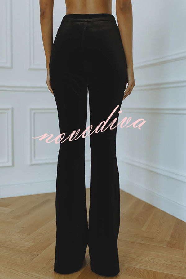 Pantalón acampanado Delicate Daze de terciopelo con talle alto y cintura elástica