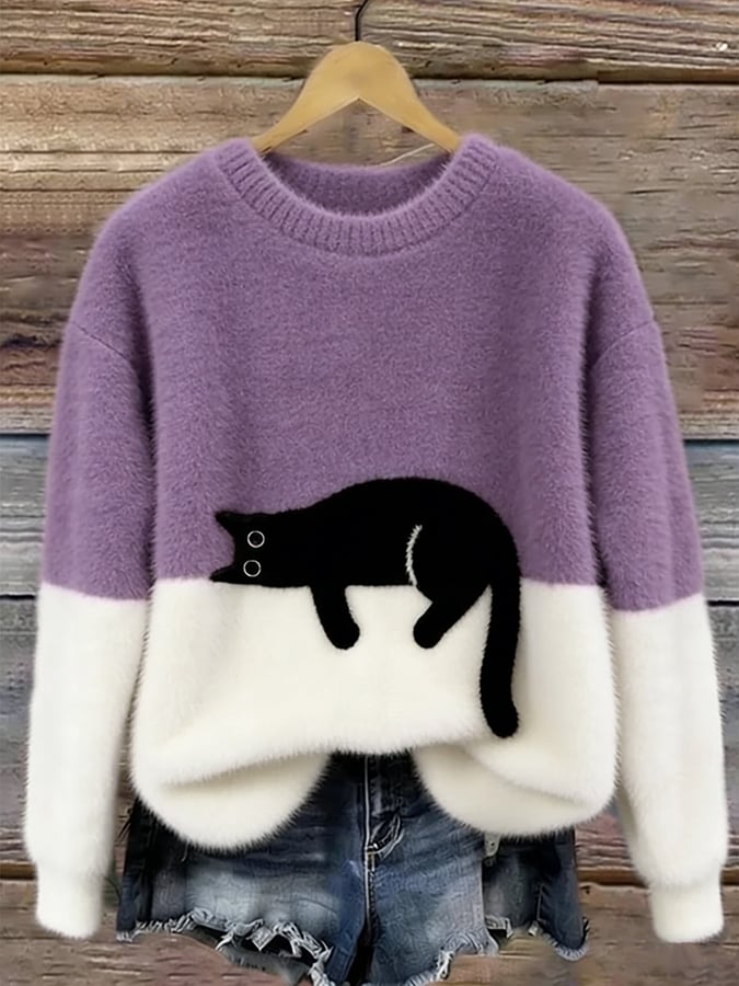 Aileen™ | Jersey Oversize Elegante con Estampado de Gatos