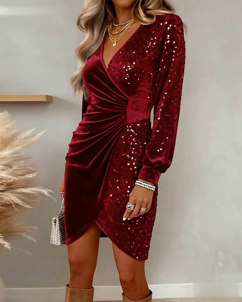 BRIAR | VESTIDO MIDI DE CUELLO EN V CON BRILLO