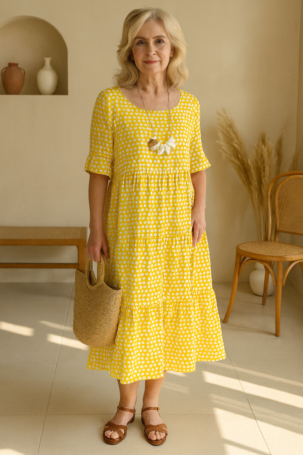 Riley | Vestido midi de manga corta