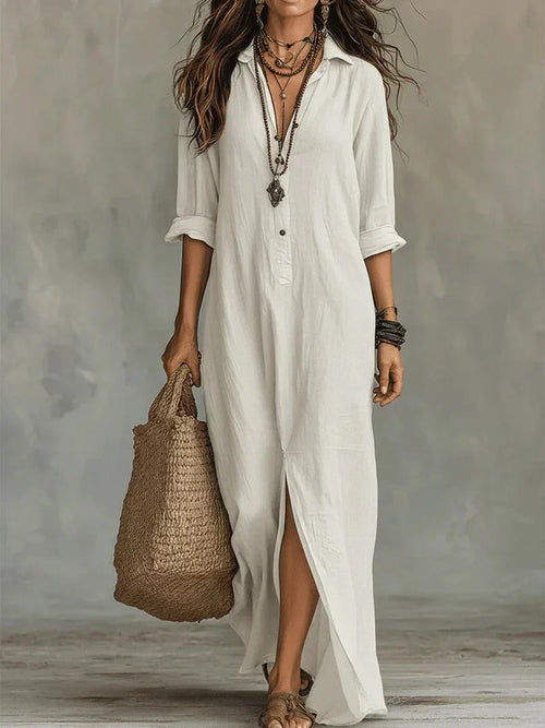 Celine™ | Vestido largo negro con botones
