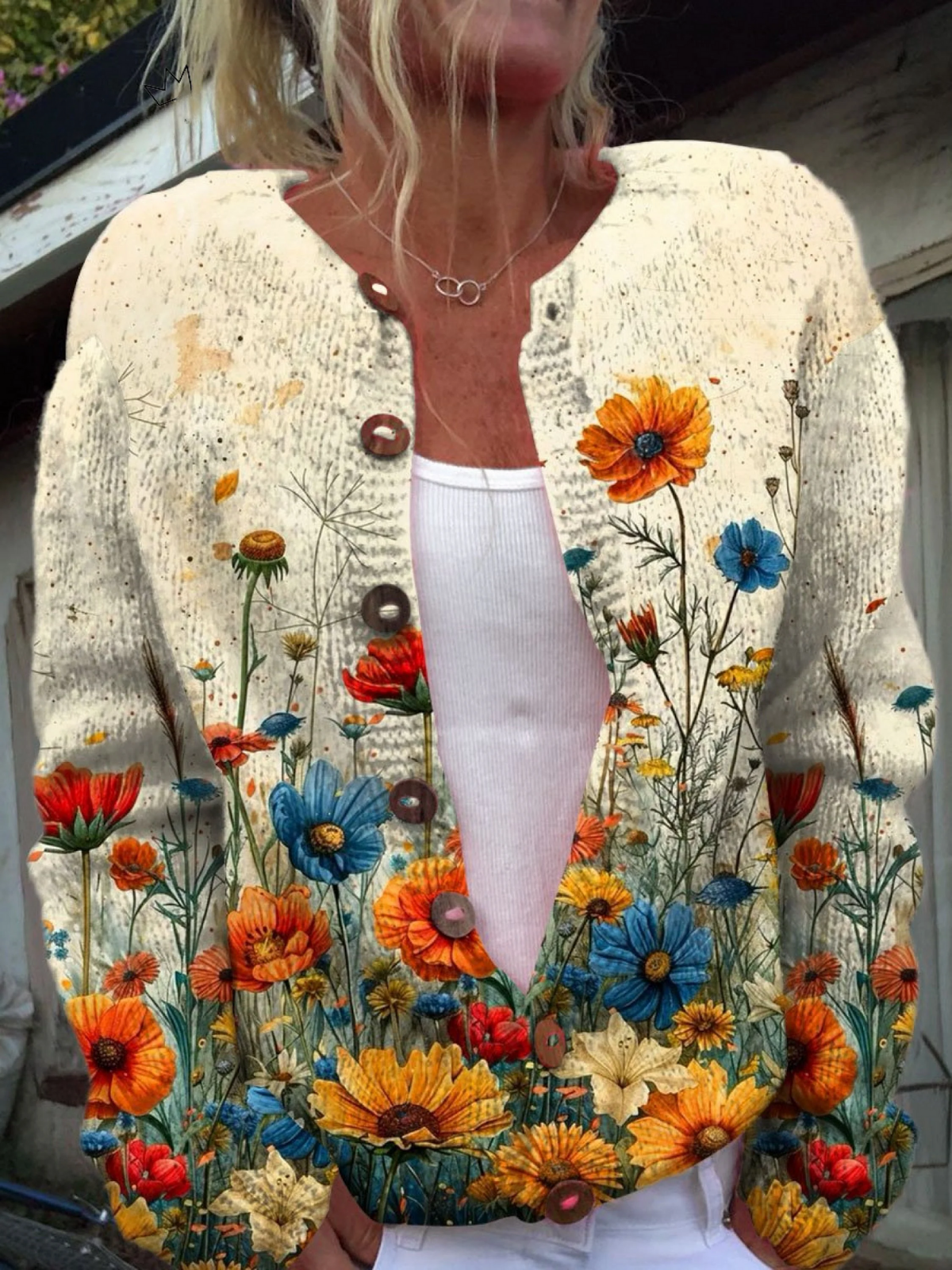 Tansy | Cárdigan Vintage con Estampado Floral