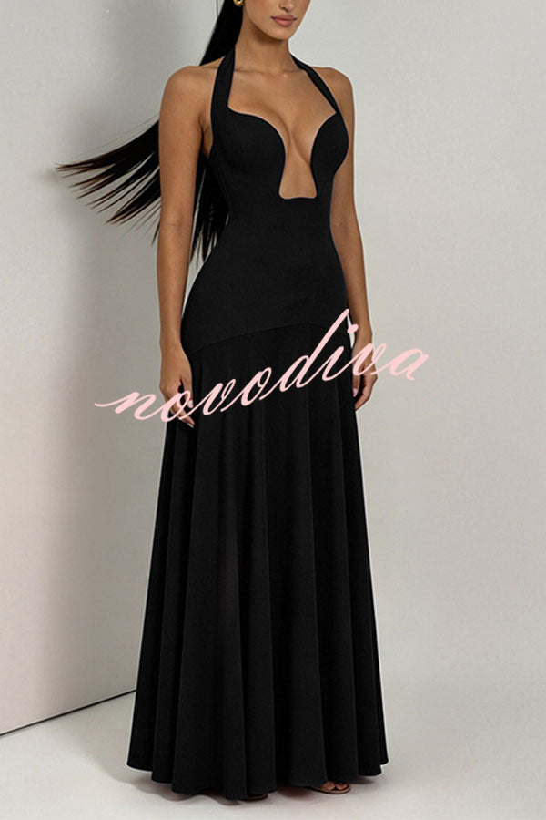Vestido largo Seraphina con escote de pico profundo