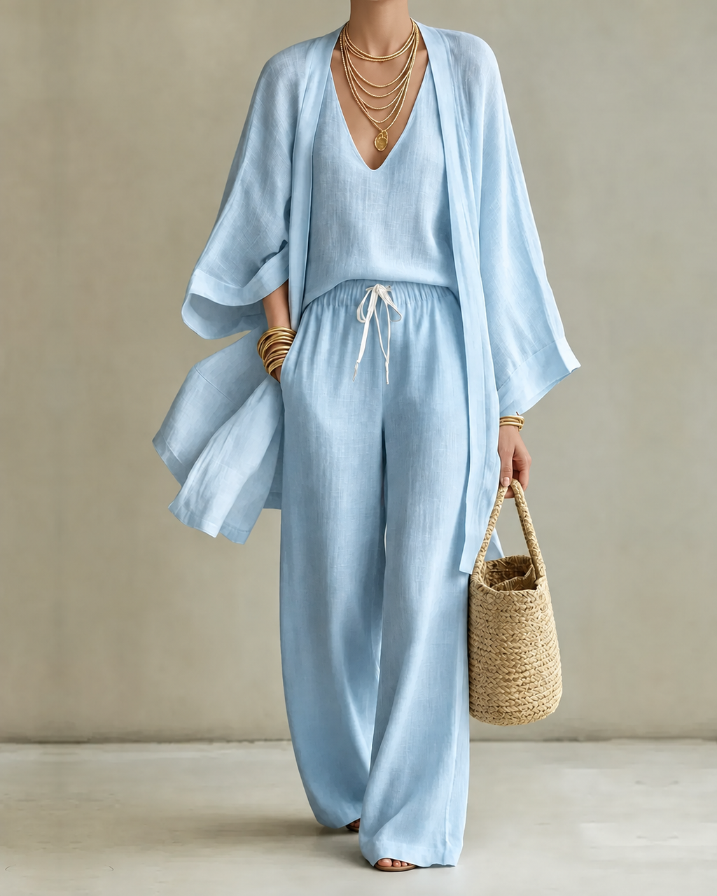 Tanisha™ Conjunto de 3 piezas efecto lino